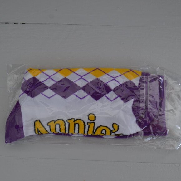 Annie's Macaroni And Cheese Socks White Purple Yellow Pattern Footwear - Picture 1 of 2